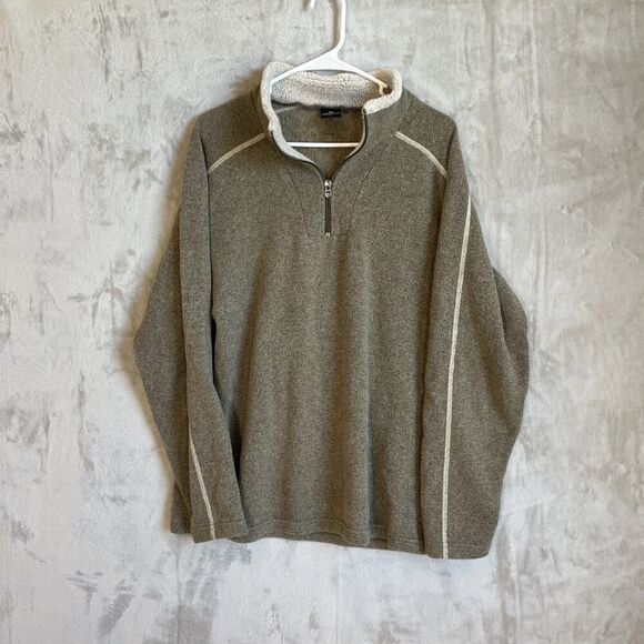 Kuhl Europa Alfpa Fleece Men’s Size Large 1/4 Zip Jacket Oatmeal Sherpa - Picture 1 of 10